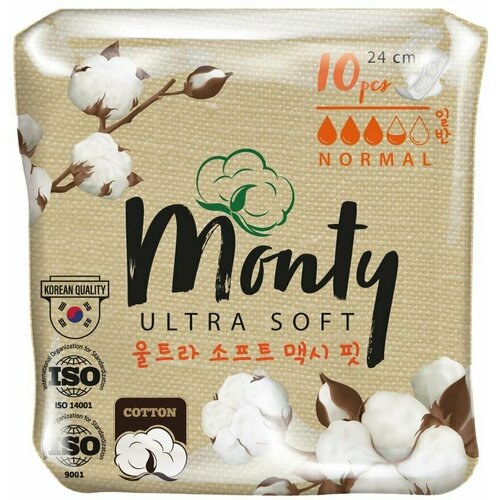 Прокладки гигиенические Monty Ultra Soft Normal Plus 240mm, 10 шт, 4 упаковки прокладки гигиенические monty ultra soft normal plus 240 mm 10 шт