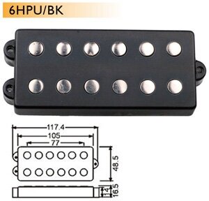 Dr.Parts 6HPU/BK звукосниматель humb для 6-струнной бас гитары открытый чёрн.