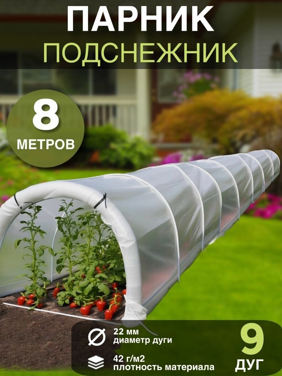 Парник для рассады теплица садовая для дачи 8 метров - фотография № 1