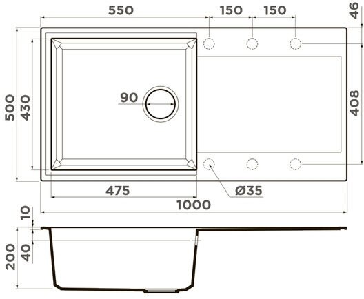 Кухонная мойка Omoikiri Sakaime 100 BL - фотография № 2