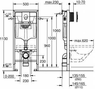 Инсталляция для унитаза GROHE 38722001+LT-052E-R