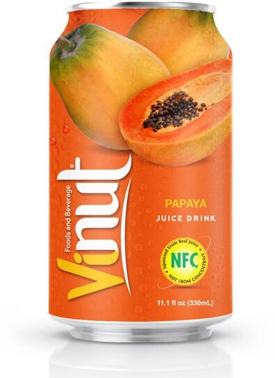 Сокосодержащий напиток Vinut Papaya Juice (Винут Сок Папайя) | Упаковка 24 шт, ж/б 0,33 л. - фотография № 2