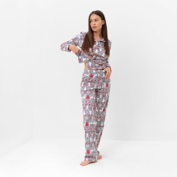 Пижама Kaftan, брюки, длинный рукав, размер 48-50, мультиколор - фотография № 9