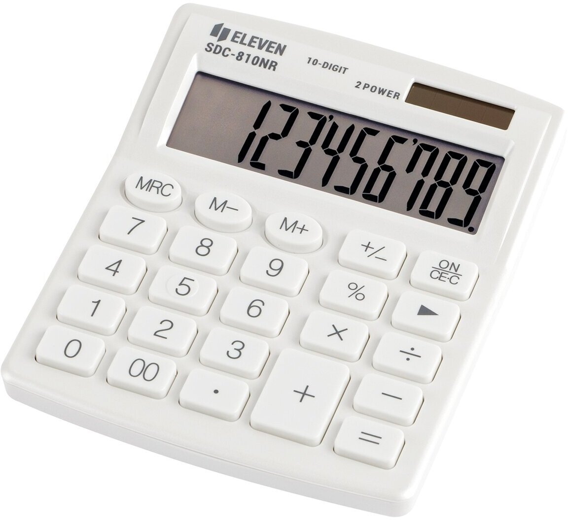 Калькулятор Eleven настольный, 10 разрядов, двойное питание, 127х105х21 мм, белый (SDC-810NR-WH)