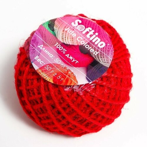 Пряжа 100 джут Jute Colored 50м 2м красный 50 гр 405₽