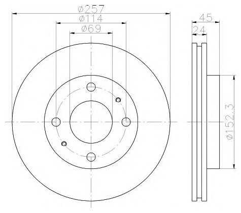 VALEO PHC R1026 Диск тормозной передний AVANTE XD (ABS) (Цена за один в заказ два!)