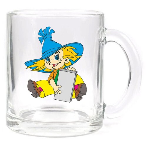 фото Стеклянная кружка прозрачная незнайка drabs