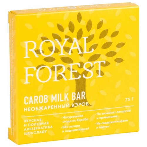 фото ROYAL FOREST Carob milk bar кэроб плитка необжаренный коробка, 75 г