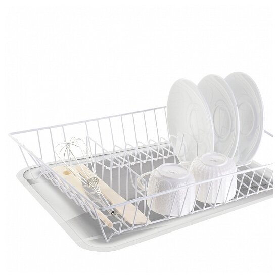 Сушилка для посуды 1-ярусная с белым поддоном Walmer 43.5x33.5x8см - фотография № 5