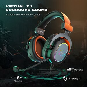 Игровая компьютерная гарнитура Fifine H6 Gaming Headsets с RGB подсветкой (Graphite) / объемный звук 7.1