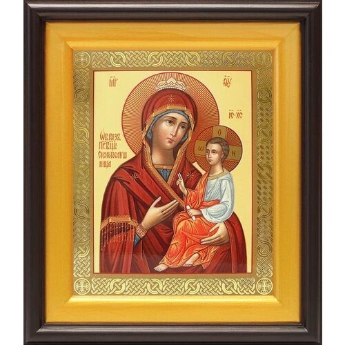Икона Божией Матери Скоропослушница, в широком киоте 21,5*25 см донская икона божией матери в широком киоте 21 5 25 см