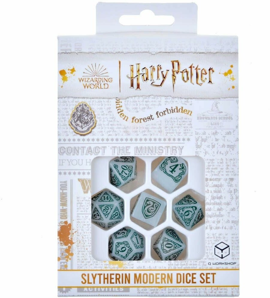 Набор кубиков для настольных ролевых игр Q-Workshop Harry Potter - Slytherin Modern Dice Set White