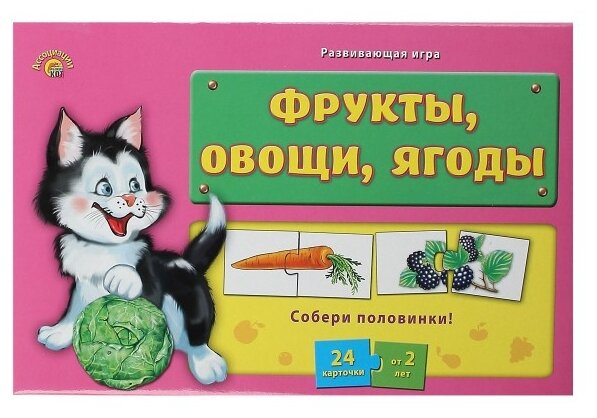 Ассоциации-половинки ФРУКТЫ, ОВОЩИ, ЯГОДЫ (ИН-8802) Рыжий кот - фото №1