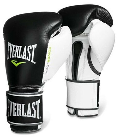 Перчатки тренировочные Everlast Powerlock 14oz черные/белые/зеленые