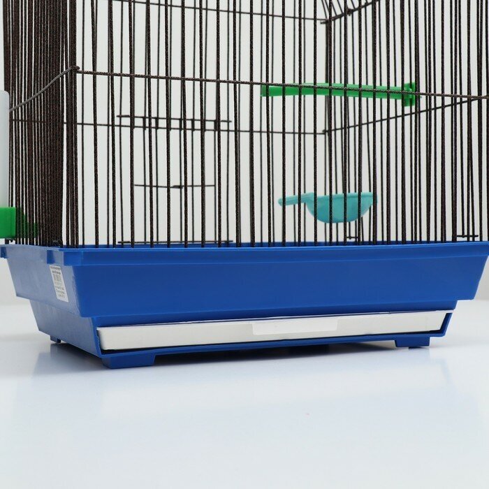 Клетка для птиц большая, полукруглая, с наполнением, 35 х 28 х 45 см, синий 9425804 - фотография № 11