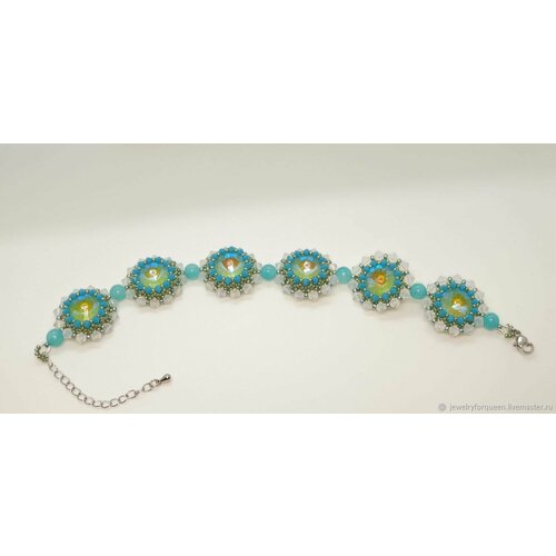 Браслет, Swarovski Zirconia, 1 шт., размер 20 см, размер M, голубой