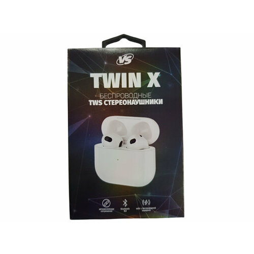 VS TWS наушники вкладыши TWIN X белые автосопряжение 1044₽