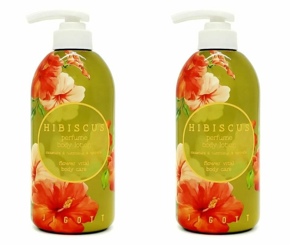 Jigott Парфюмированный лосьон для тела с экстрактом гибискуса Hibiscus Perfume Body Lotion, 500 мл - 2 штуки