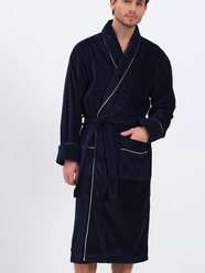 Мужской велюровый махровый синий халат из Турецкой ткани