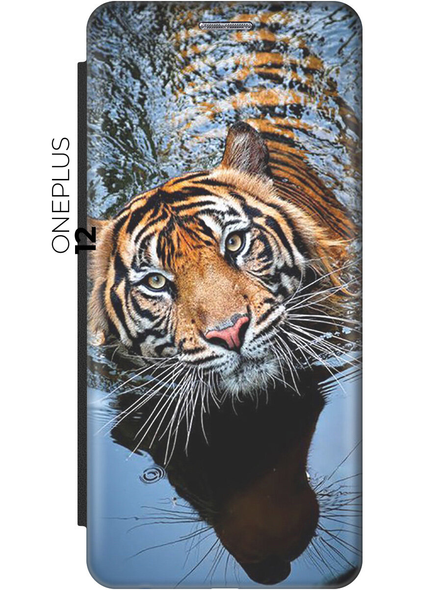Чехол-книжка на Xiaomi Redmi A3 / Сяоми Редми с рисунком "Тигр купается" черный