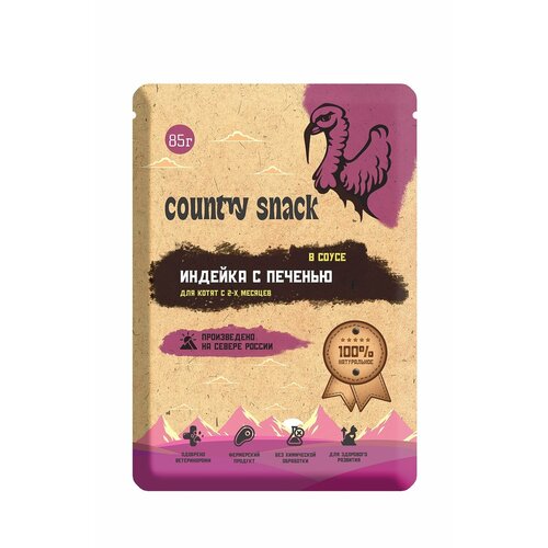 Country snaсk полнорационный корм для кошек Индейка 85 г 12 шт 1890₽