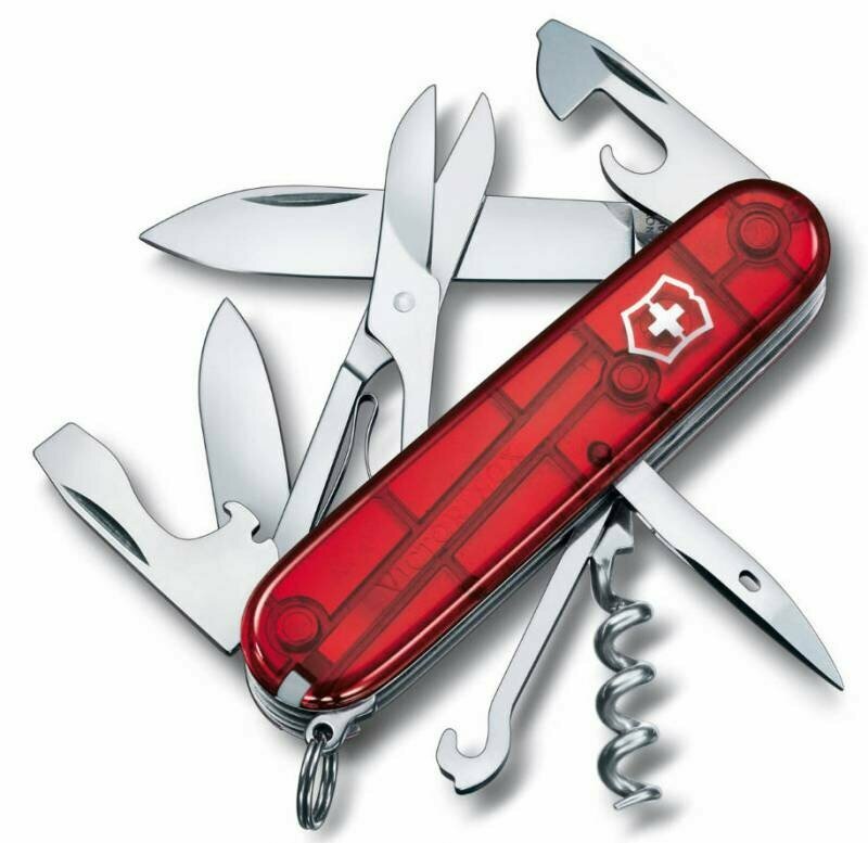 Нож перочинный Victorinox Climber (1.3703. T) 91мм 14функц. красный полупрозрачный карт. коробка