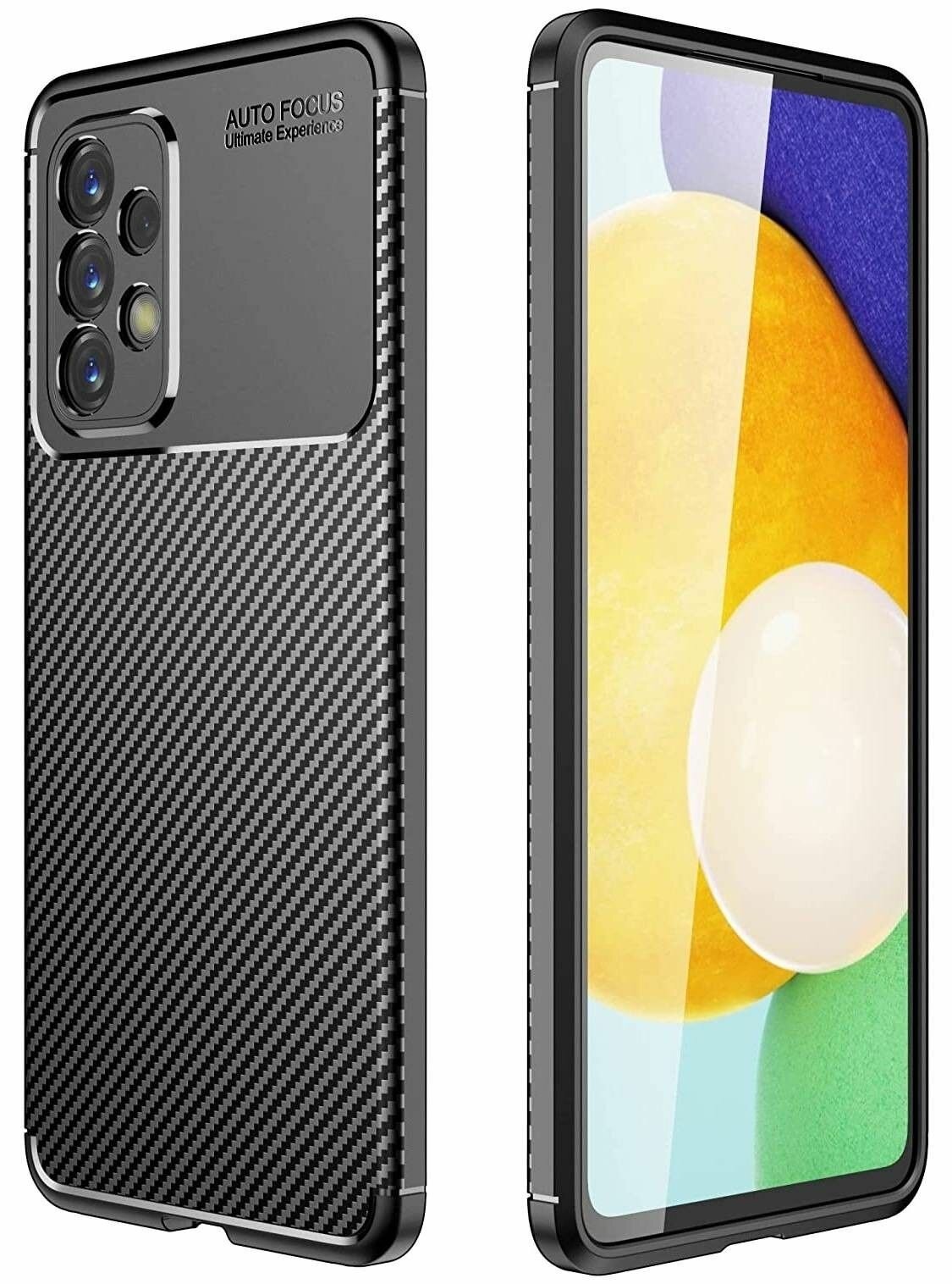 Чехол Samsung Galaxy A53 5G силиконовый под карбон чёрный