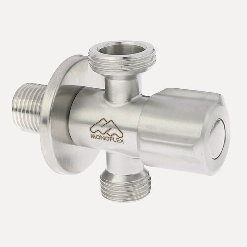 Изображение товара Кран Монофлекс 1/2"х1/2"х3/4" НР-НР-НР трехпроходной, нержавеющая сталь