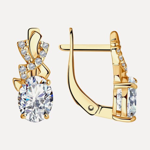 Изображение товара Серьги, серебро, 925 проба, золочение, фианит