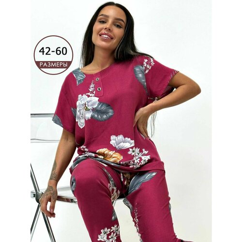 фото Пижама sabo textile, размер xl, бордовый