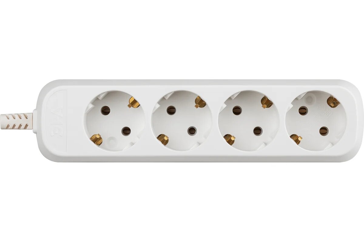 Колодка для удлинителя с зазeмлением 4 гнезда, 16 А, 3500 Вт, 3x1,5мм2 — фото 1