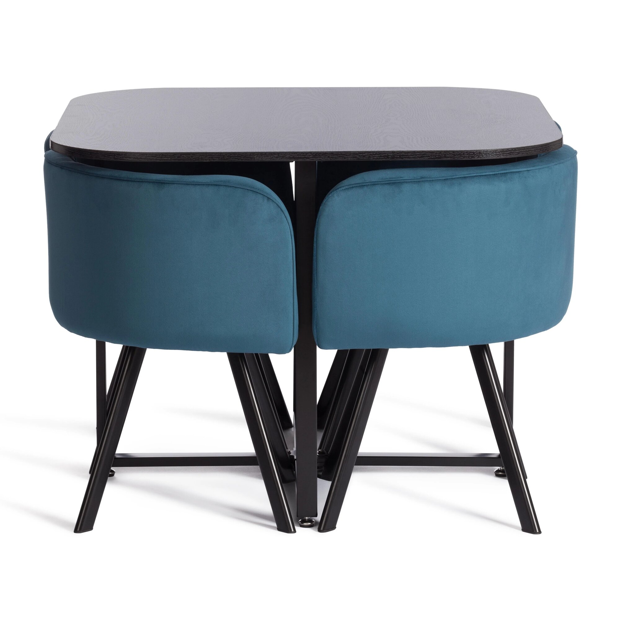 Обеденная группа TetChair Quadron (mod. PT14) Blue (синий) HLR62/черный МДФ/велюр/металл
