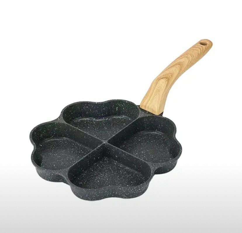 Сковорода Сердечки для омлета яичницы оладий четырёхсекционная из стали антипригарное покрытие