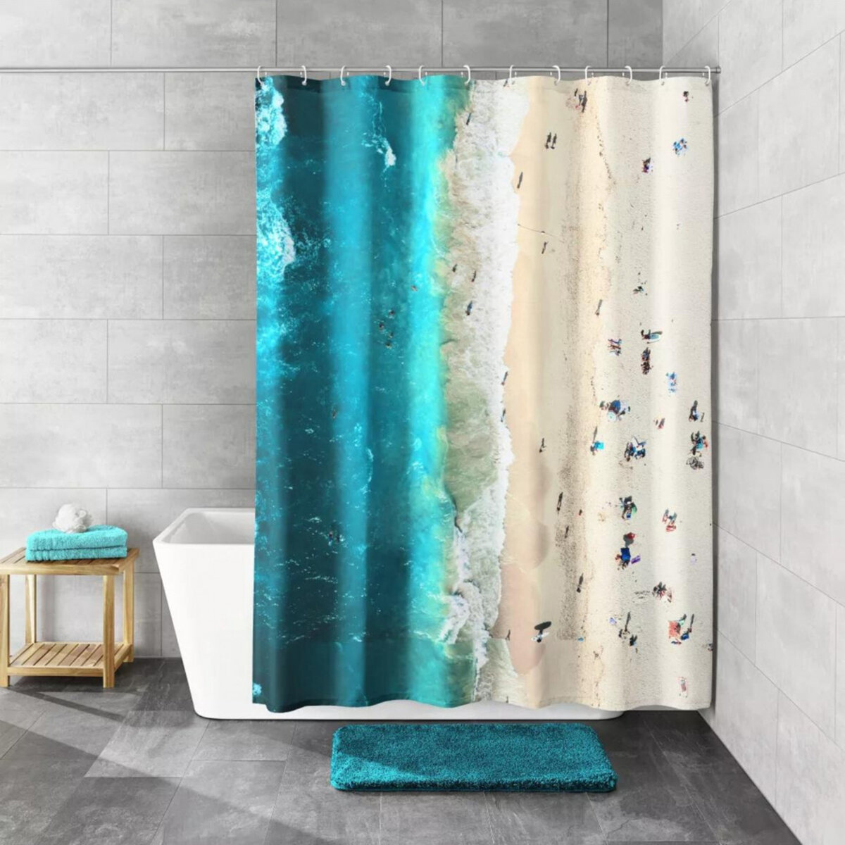 Штора тканевая для ванной Kleine Wolke Waikiki бирюзовая 180х200 см