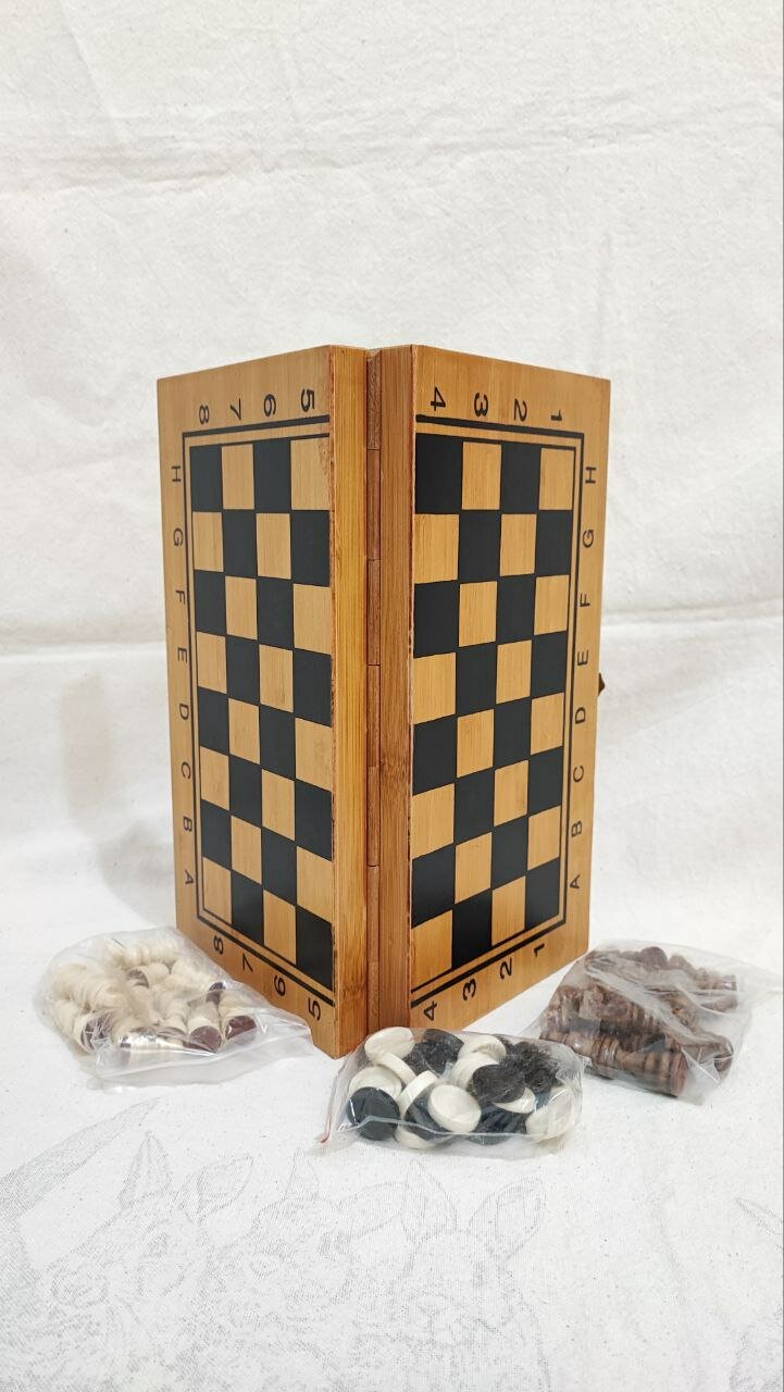 Шахматы, шашки, нарды 3в1, 34 на 34