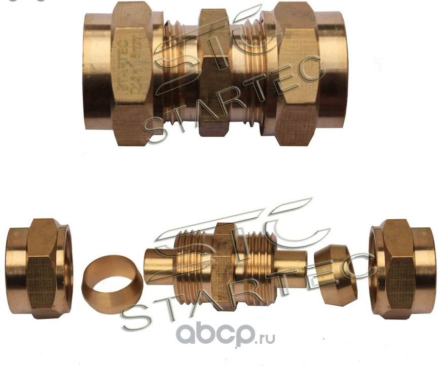 Соединитель трубки пвх полиамид (трубка d12х1.5мм) прямой разборный латунь (startec)