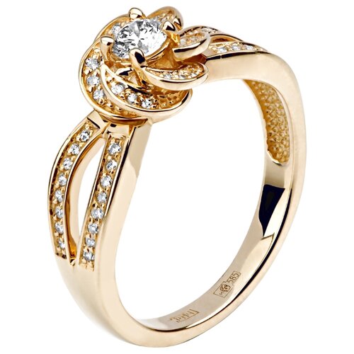 фото Эстет кольцо с бриллиантами из желтого золота 01к637031, размер 17