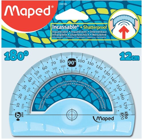 Транспортир Maped FLEX 180°, основание 12 см, в ассортименте 244180