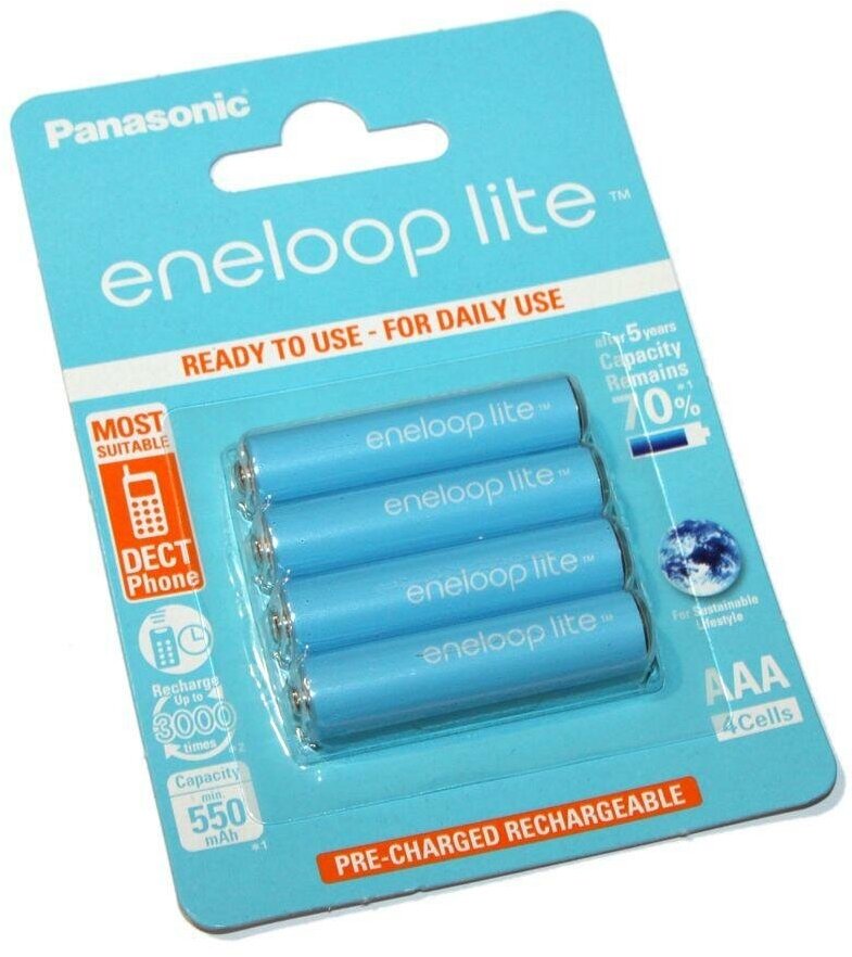 Аккумулятор Panasonic AAA Eneloop Lite 550mAh BL4 BK-4LCCE/4BE, 4шт.