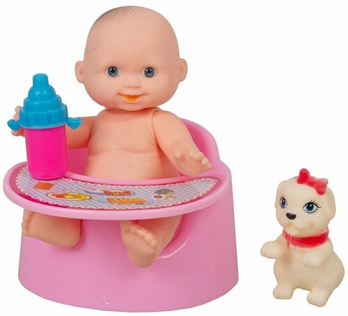 Кукла малышка пупс 9 см, малыш младенец, пластик, игрушка в дорогу, подарок девочке W800-76 в пакете TONGDE