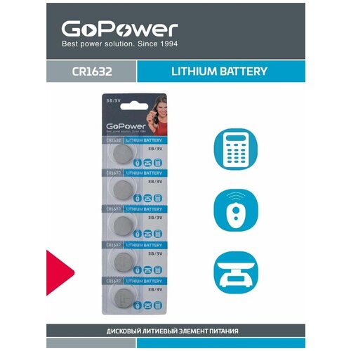 Батарейка CR1632 Lithium 3V батарейка maxell cr1632 bl5 lithium 3v упаковка 5 шт