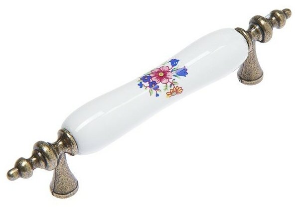 фото Ручка скоба Ceramics 014, 96 мм, керамическая, с рисунком, цвет бронза