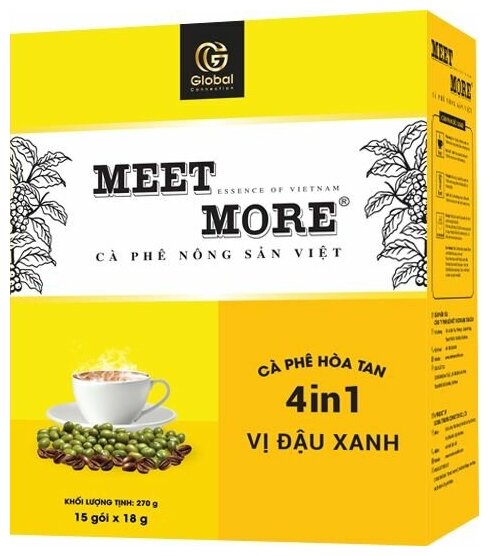 MEET MORE COFFEE / Кофе растворимый Meet More 4 в 1 со вкусом бобов мунг (15 стиков по 18 г) - фотография № 2