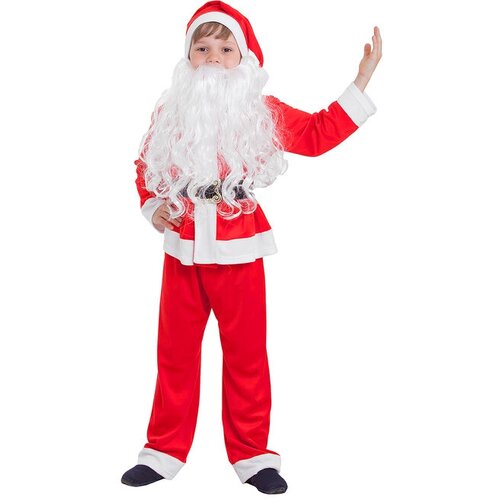 Детский карнавальный костюм Санта-Клаус, колпак, куртка, штаны, борода, р-р 30, рост 110-116 см костюм детский санта клаус 116