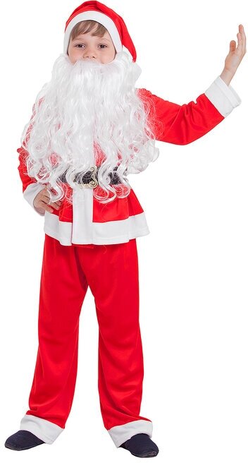 Детский карнавальный костюм "Санта-Клаус", колпак, куртка, штаны, борода, р-р 30, рост 110-116 см
