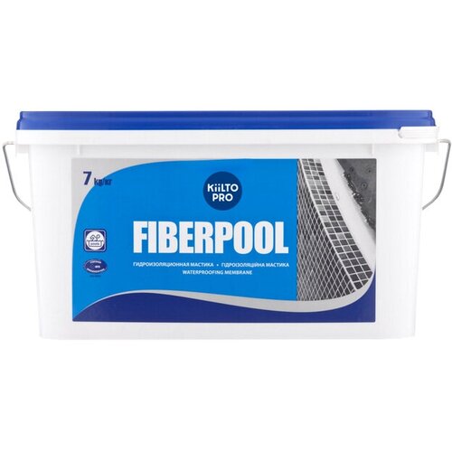 Мастика гидроизоляционная Kiilto FIBERPOOL 7 кг, арт. T3723.300 гидроизоляционная мастика всесезонная быстросохнущая гидродеф момент akterm жидкая резина белая 1 кг