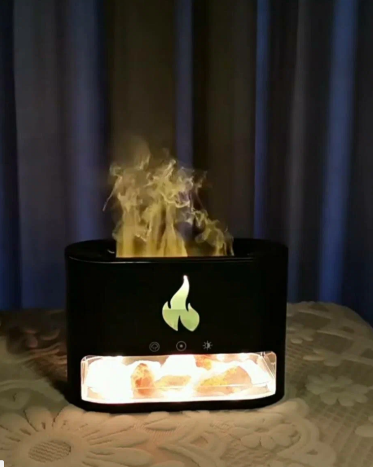 Увлажнитель воздуха камин с подсветкой/Аромадиффузор с имитацией пламени/Ночник/Черный - фотография № 2