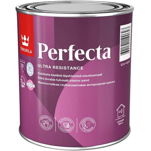 Краска в/д tikkurila perfecta a интерьерная 0,9л гл/мат белая, арт.700010598 краска в д tikkurila perfecta интерьерная база a глубокоматовая 9л белая арт 700010600