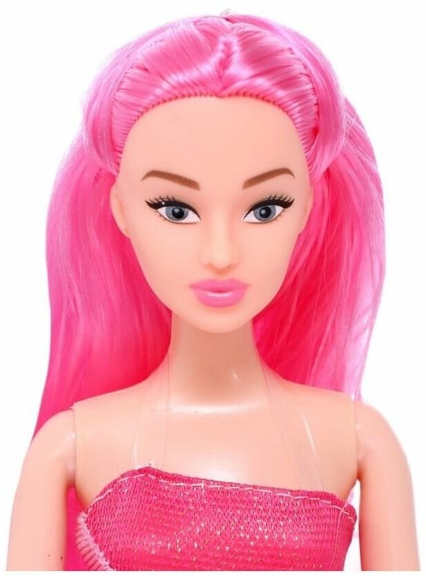 Кукла-модель «Нежные мечты» с розовыми волосами - фотография № 6