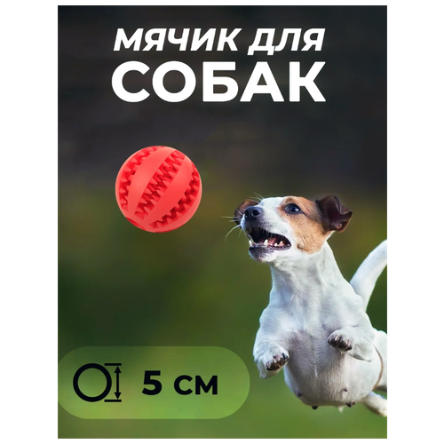 Жевательный мяч игрушка для собак неубиваемый. красный